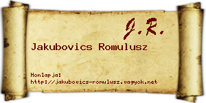 Jakubovics Romulusz névjegykártya